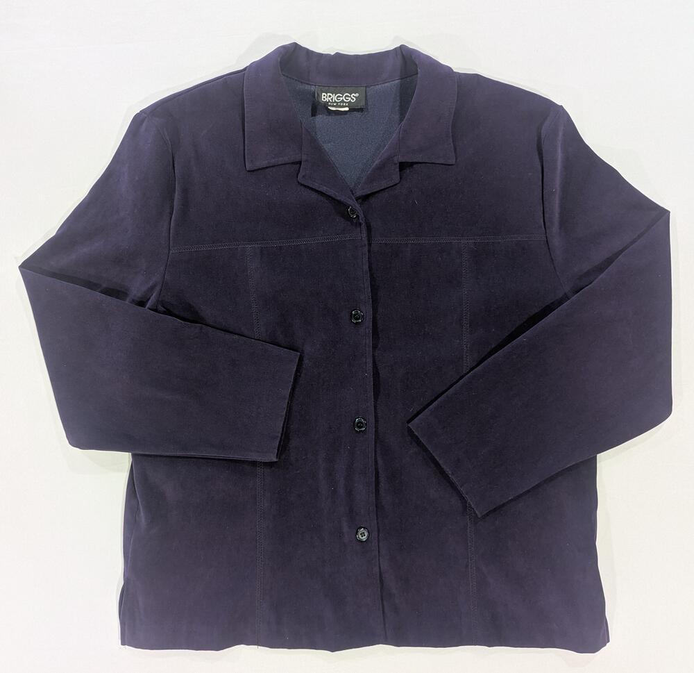 Briggs New York Jacket Womens One Size Purple Microfiber Button Front Lined